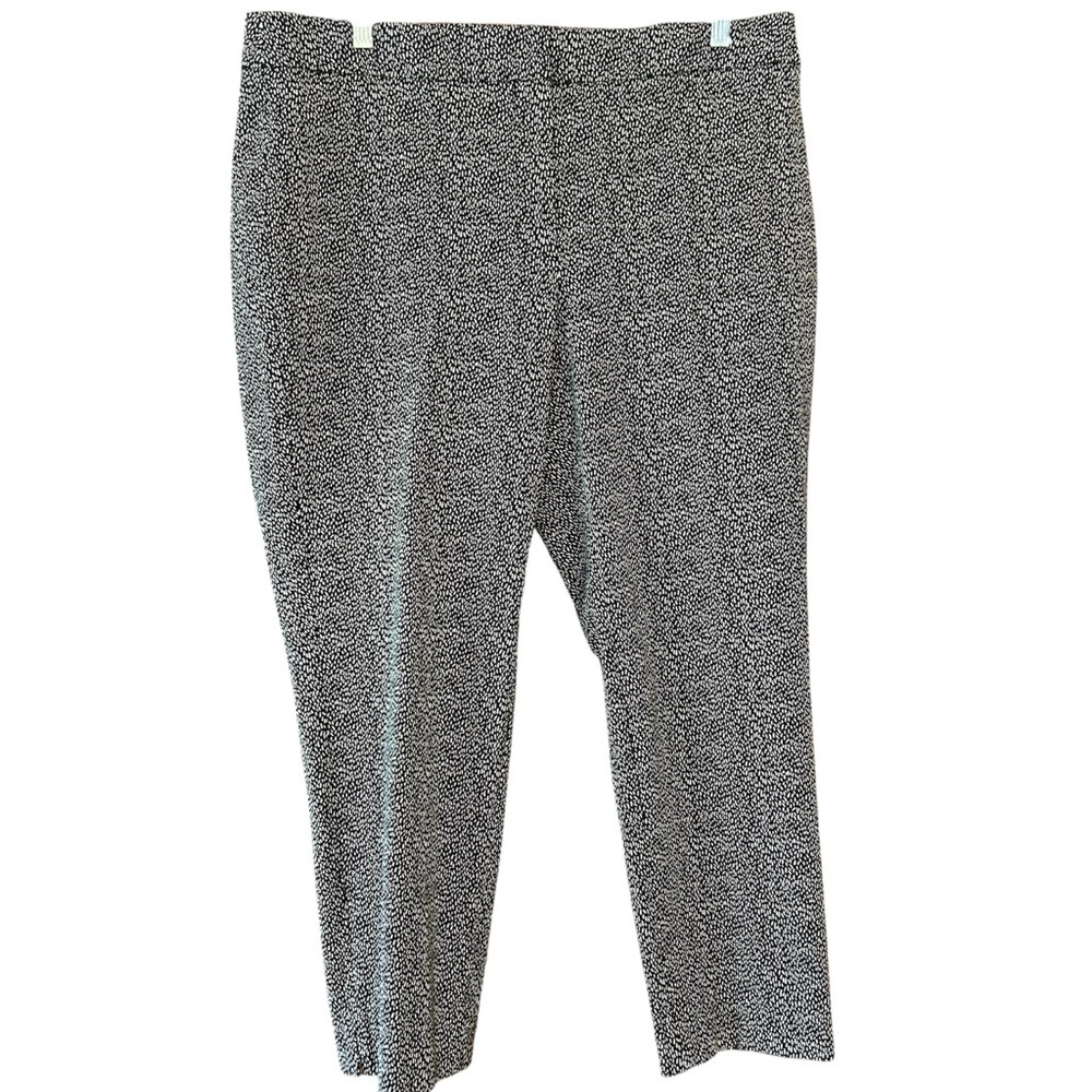 Talbots Chatham Ankle Pants Black and White Falling Lines Print size 16W Petite